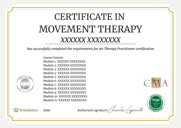 Official Certificate For Movement Therapy Practitioner Certification Course