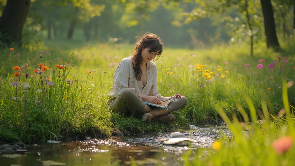 Person enjoying nature without digital devices