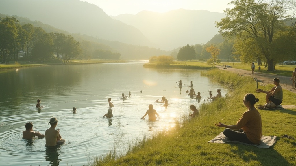 People engaging in low-impact exercises like swimming, cycling, and gentle yoga