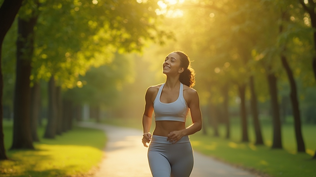 Person engaged in gentle exercise outdoors for headache relief