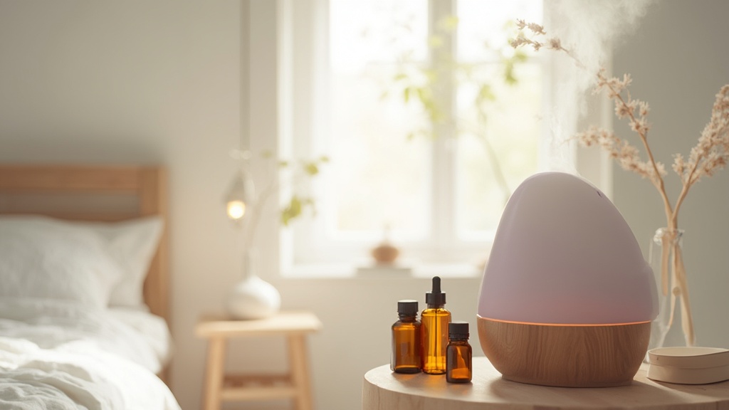 Lavender plant and essential oil bottle