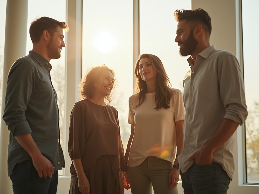 Diverse group of people with glowing auras representing boundaries