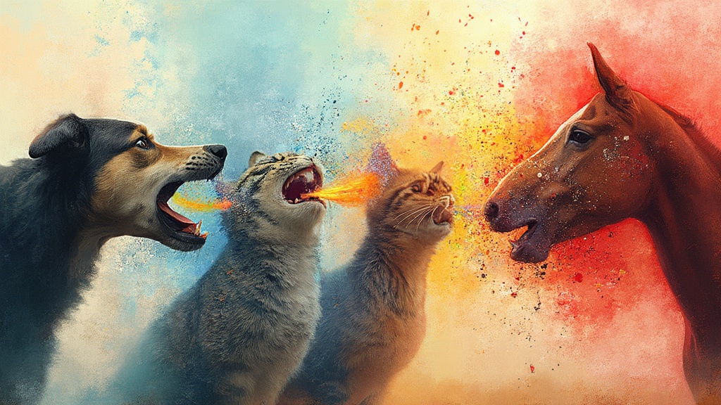 Collage of animals vocalizing with visual sound waves