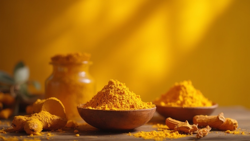 Turmeric root, powder, paste, and person applying mask